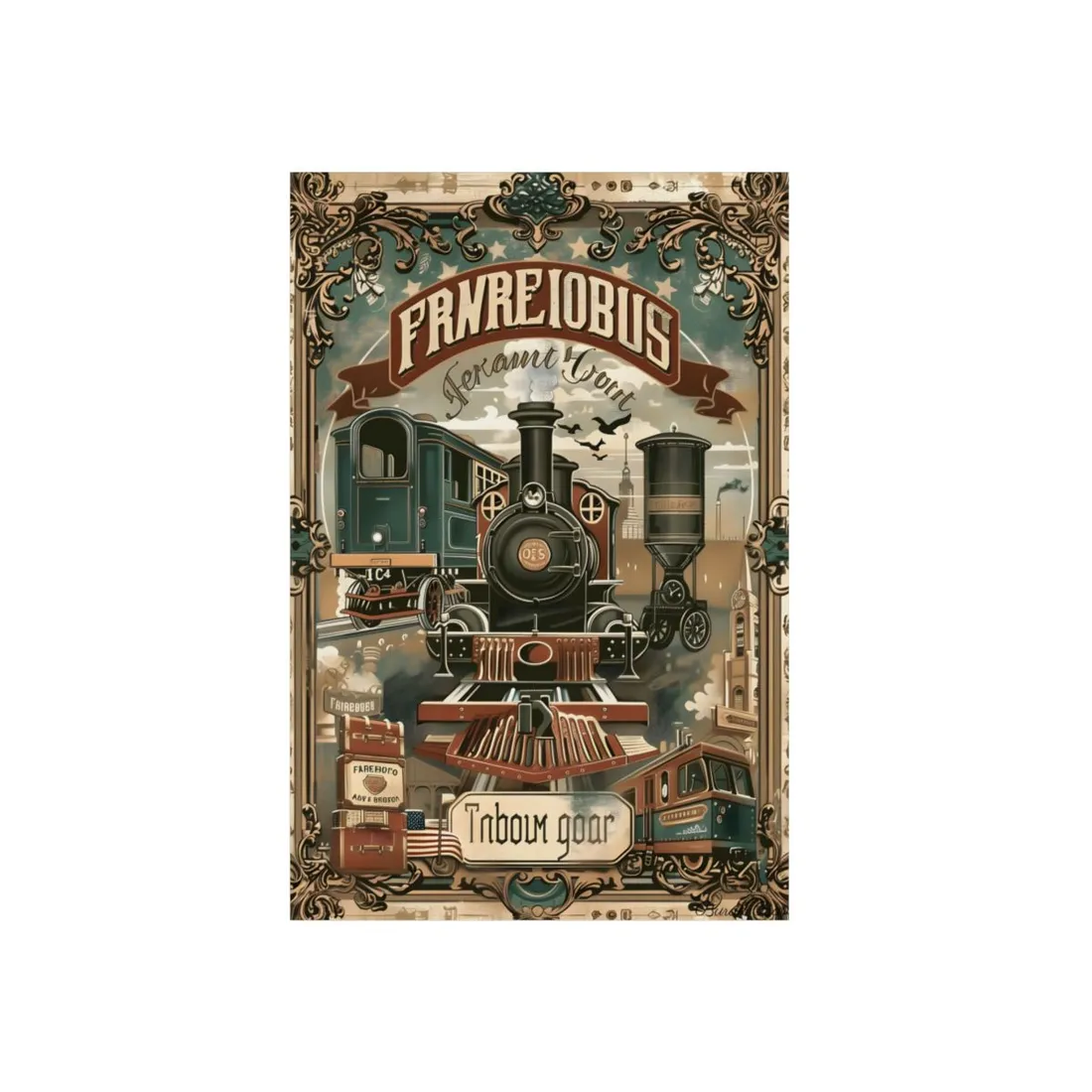Vintage Train Station Sign: Bold Farhampton - Metal Poster