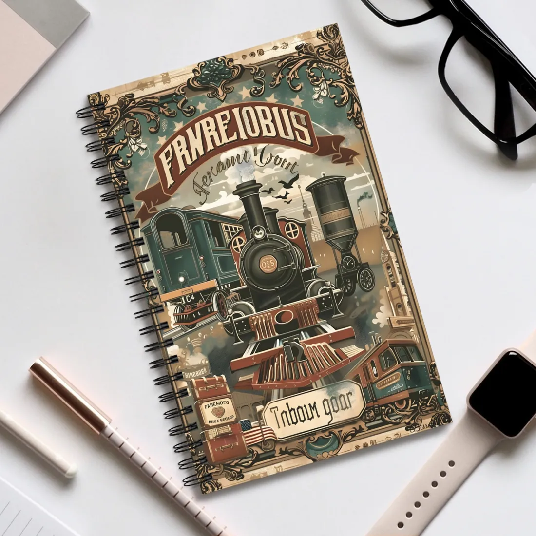 Vintage Train Station Sign: Bold Farhampton - Spiral Notebook