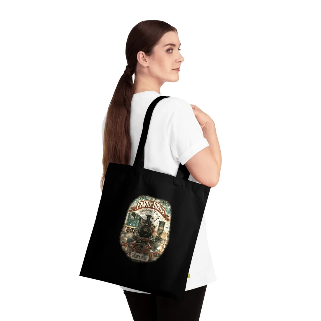 Vintage Train Station Sign: Bold Farhampton - Tote Bag (Black)