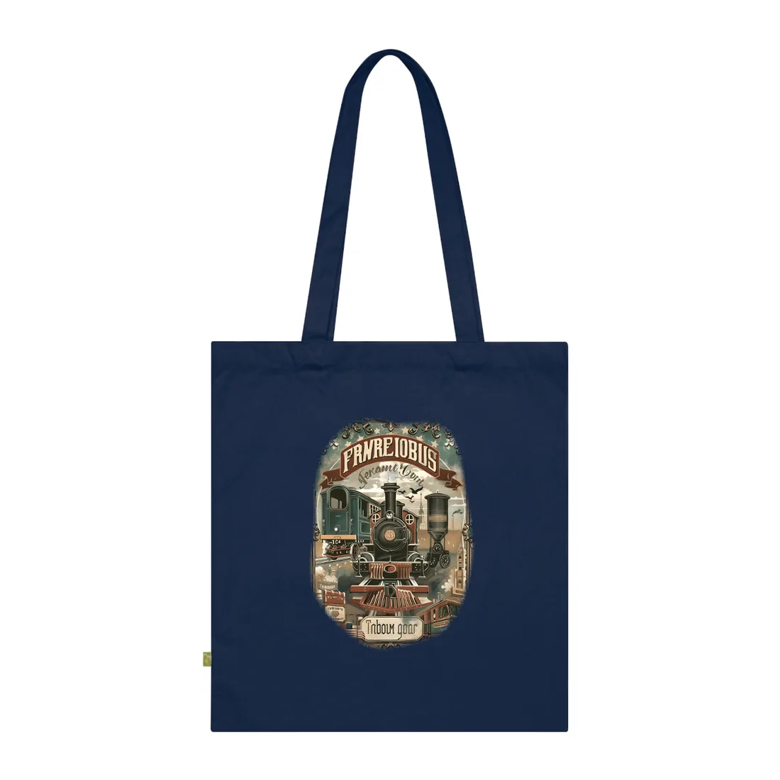 Vintage Train Station Sign: Bold Farhampton - Tote Bag (French Navy)