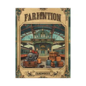 Vintage Train Station Poster Canvas Print