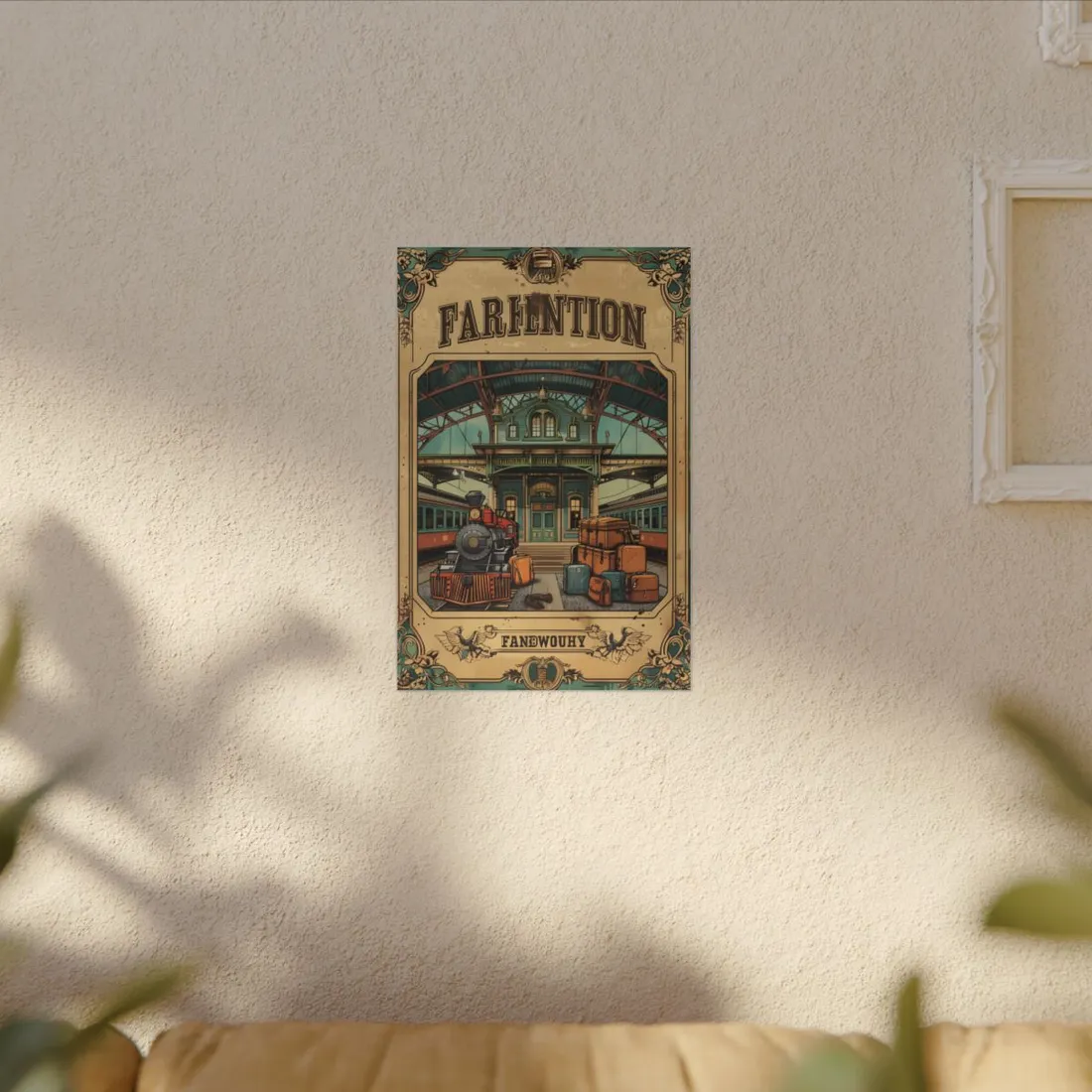Vintage Train Station Sign: Farhampton Departure 0D14 - Canvas