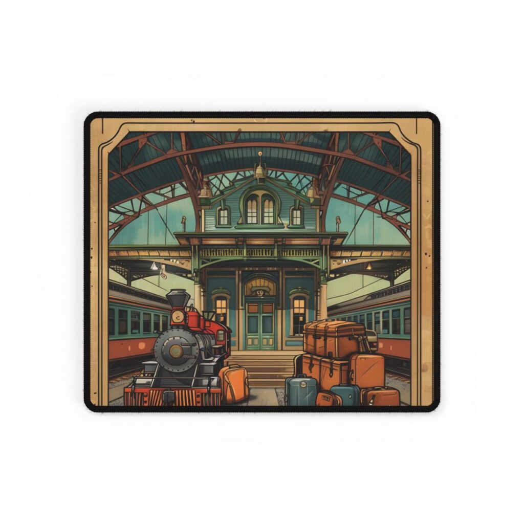 Vintage Train Station Sign: Farhampton Departure 0D14 - Desk Mat