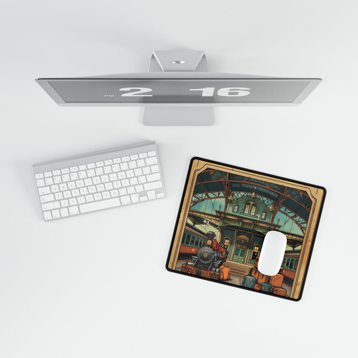 Vintage Train Station Sign: Farhampton Departure 0D14 - Desk Mat