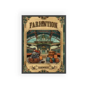 Vintage Train Station Poster Framed Poster