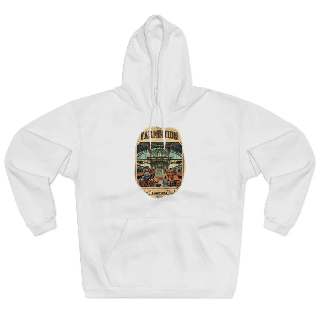 Vintage Train Station Sign: Farhampton Departure 0D14 - Hoodie (White)