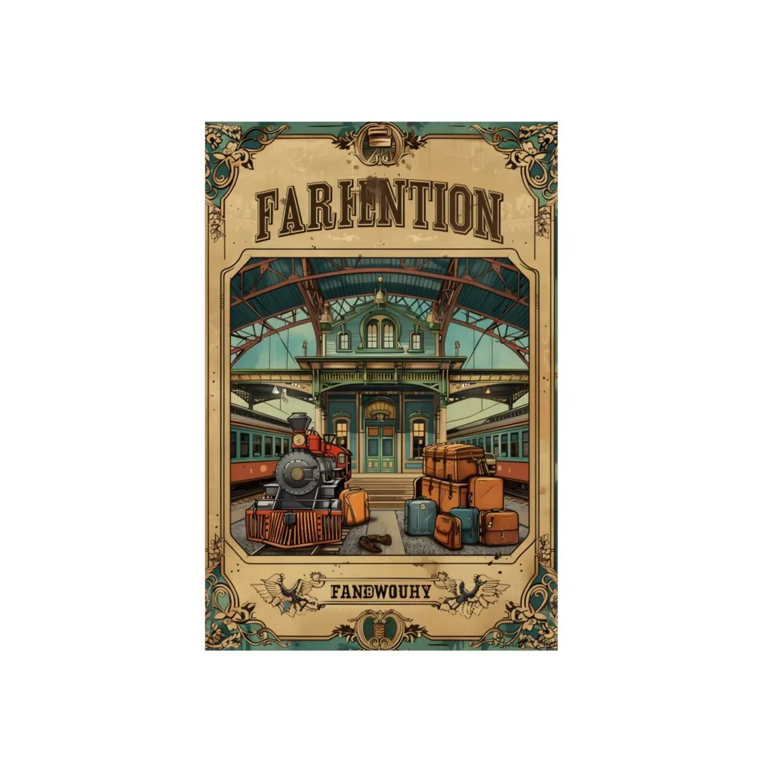 Vintage Train Station Sign: Farhampton Departure 0D14 - Metal Poster