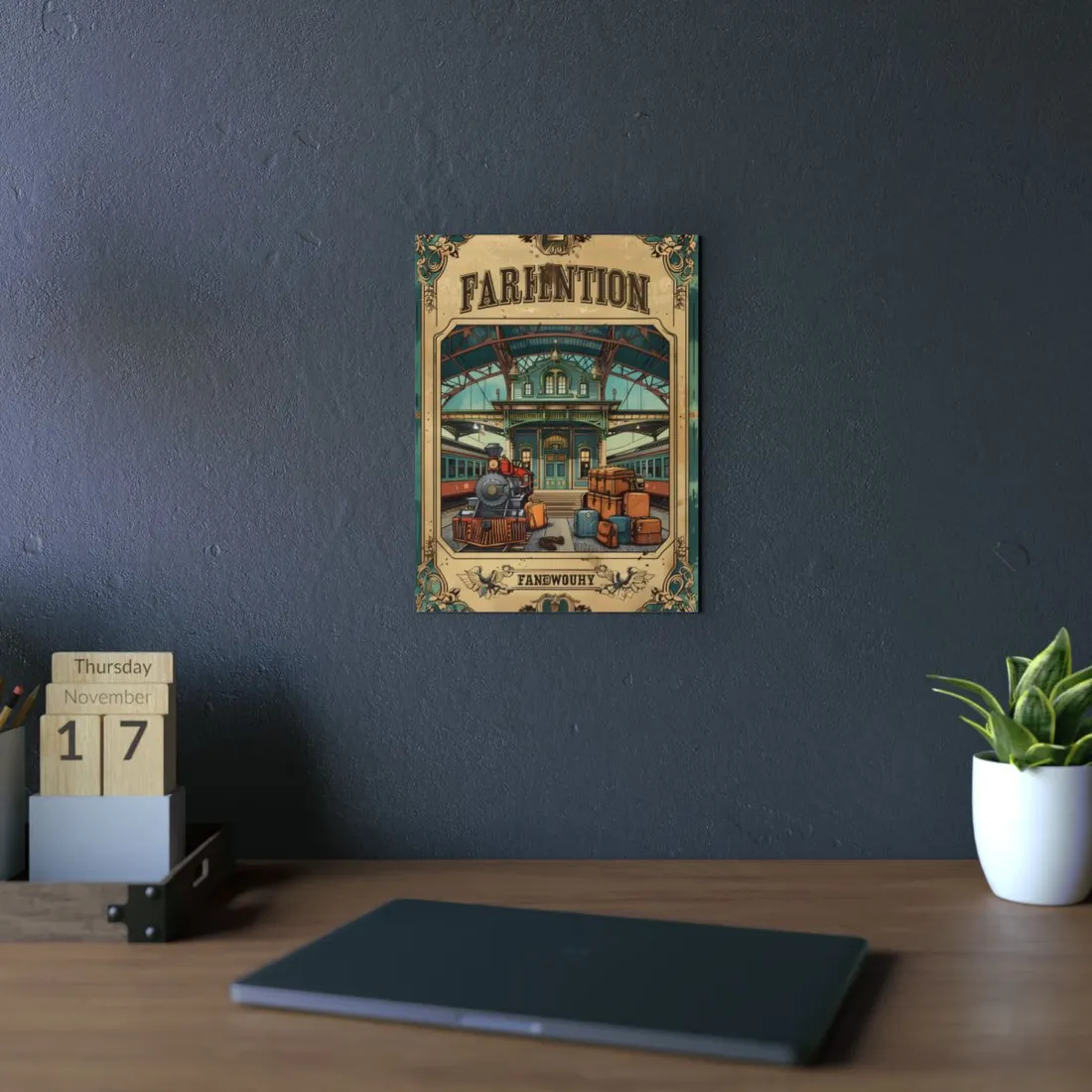 Vintage Train Station Sign: Farhampton Departure 0D14 - Metal Poster