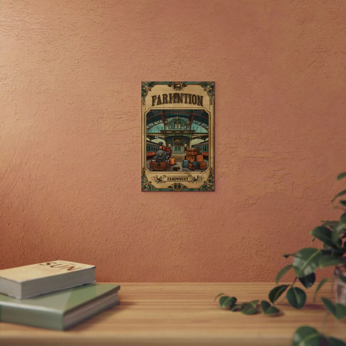 Vintage Train Station Sign: Farhampton Departure 0D14 - Metal Poster