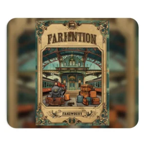 Vintage Train Station Poster Mouse Pad