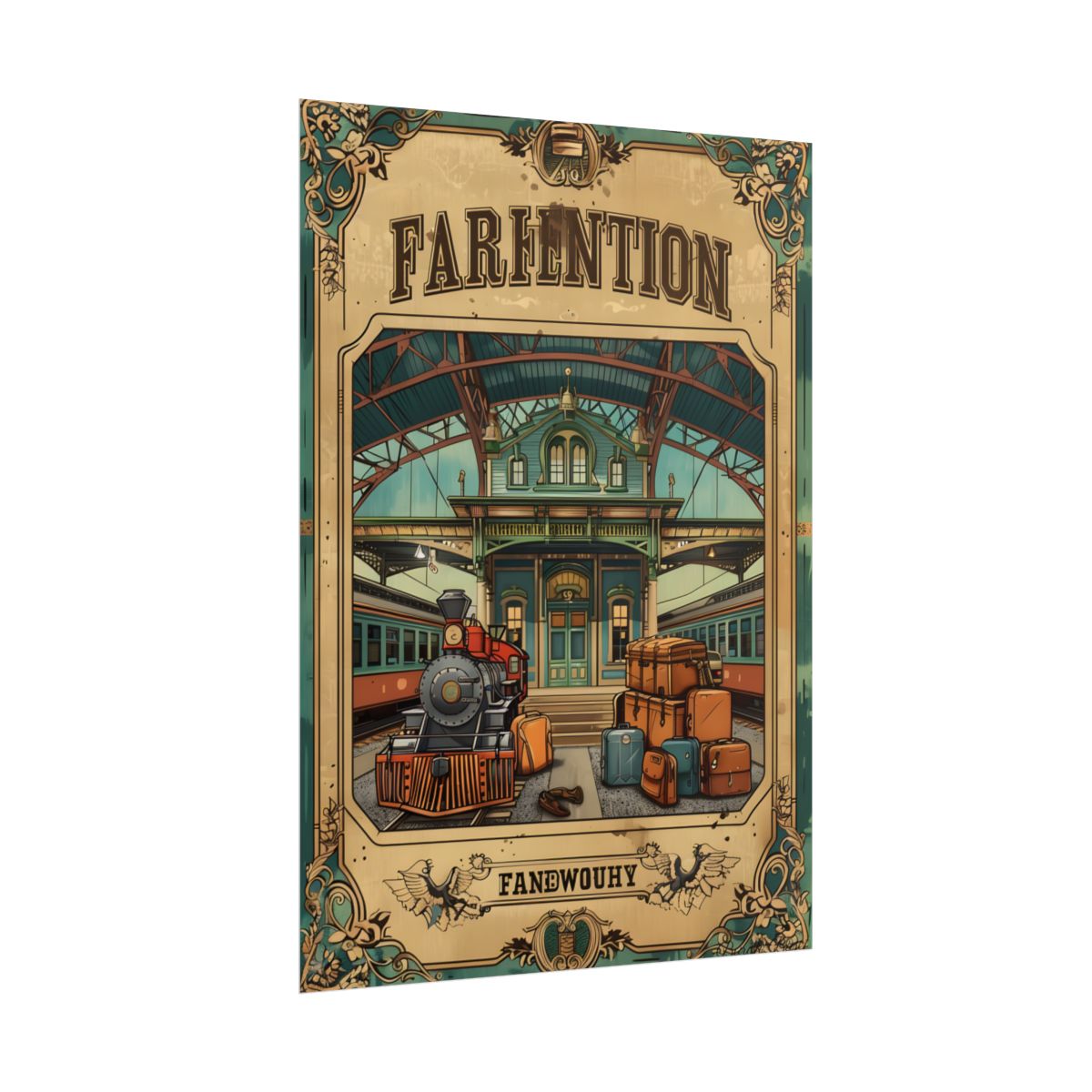 Vintage Train Station Sign: Farhampton Departure 0D14 - Poster