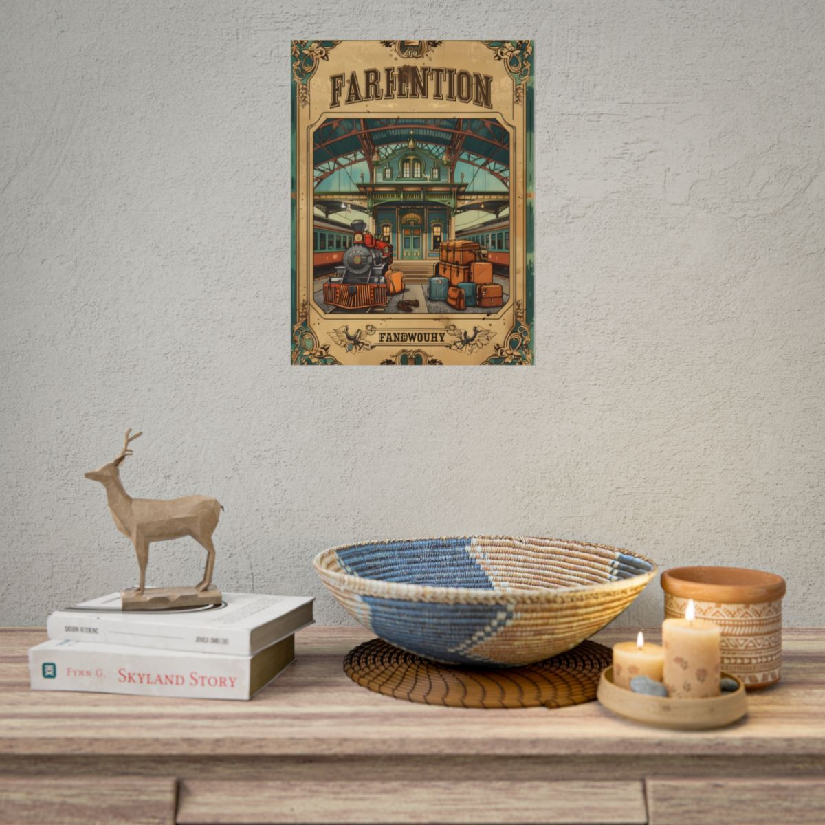 Vintage Train Station Sign: Farhampton Departure 0D14 - Poster