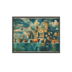 Domed City over Teal Waters Framed Poster
