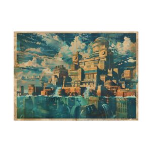 Domed City over Teal Waters Poster