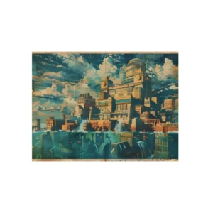 Domed City over Teal Waters Metal Poster