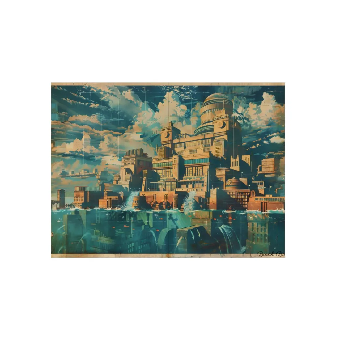 Vintage Travel Poster: Majestic Palace Cityscape - Metal Poster