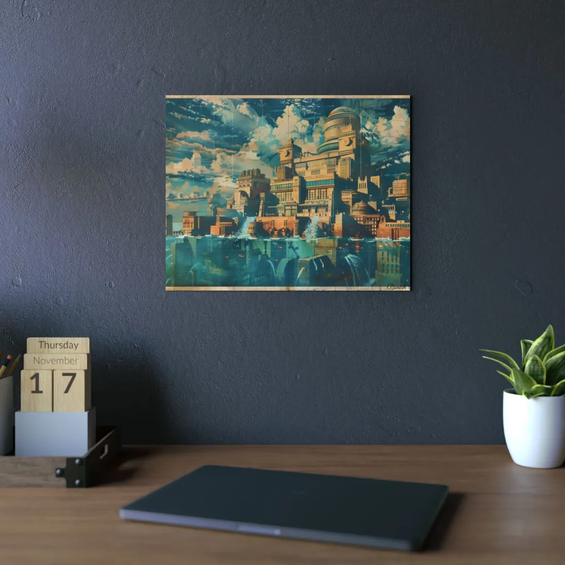 Vintage Travel Poster: Majestic Palace Cityscape - Metal Poster