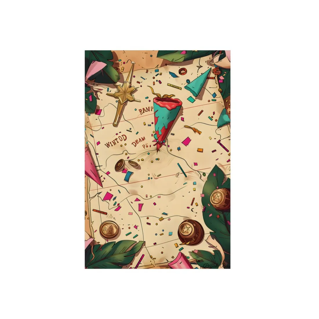 Vintage Treasure Map Illustration: Adventure Parchment Art - Metal Poster