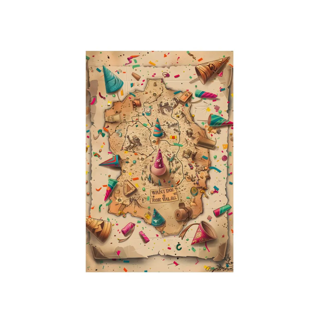 Vintage Treasure Map Illustration: Adventure Parchment Design - Metal Poster