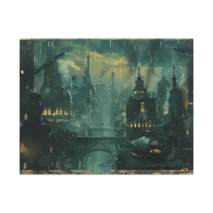 Art Deco City in Rain Canvas Print