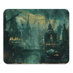Art Deco City in Rain Mouse Pad