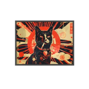 Black Cat with Cigarette Framed Poster