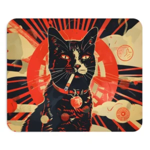 Black Cat with Cigarette Mouse Pad