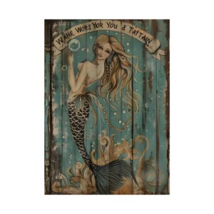 Mermaid on Weathered Wood Poster