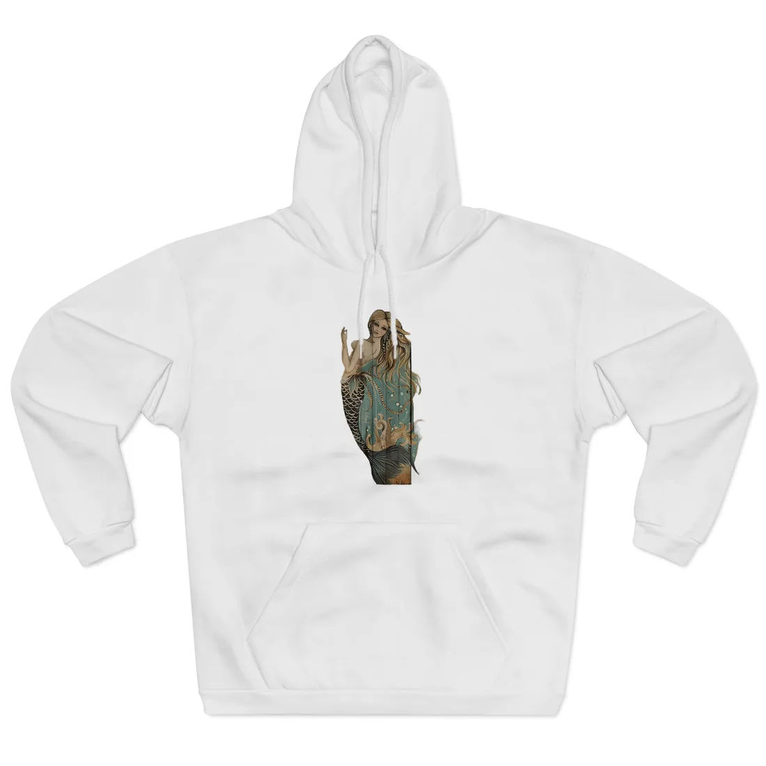 Vintage Whimsy Mermaid: Holding Soap Bubble Wand - Hoodie (White)