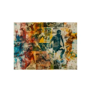 Vintage Soccer Players Collage Metal Poster