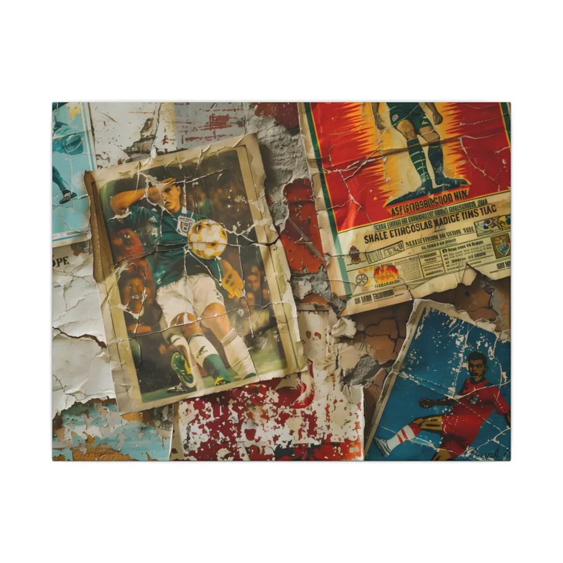 Vintage World Cup Posters: Colorful Collage Art - Canvas