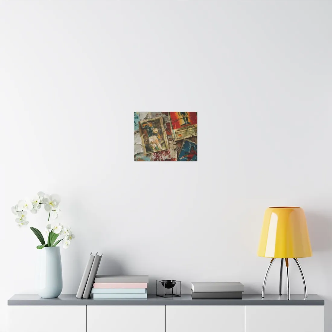 Layered vintage soccer posters on a cracked wall, with a green-jersey player kicking a ball at center – Canvas Print, view 3