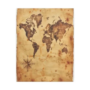 Aged Parchment World Map Canvas Print