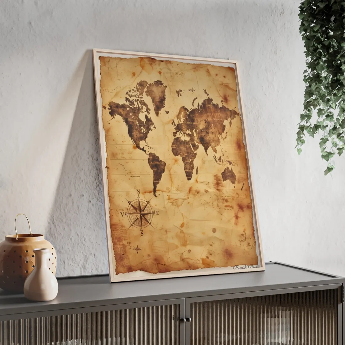 Vintage World Map: A Timeless Guide to Global Exploration - Framed Poster
