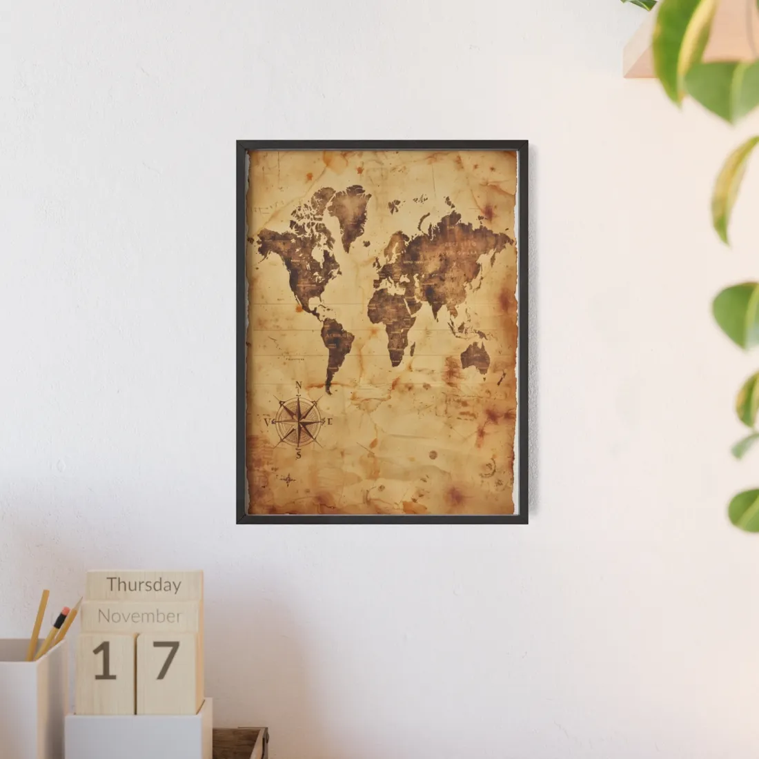 Vintage World Map: A Timeless Guide to Global Exploration - Framed Poster