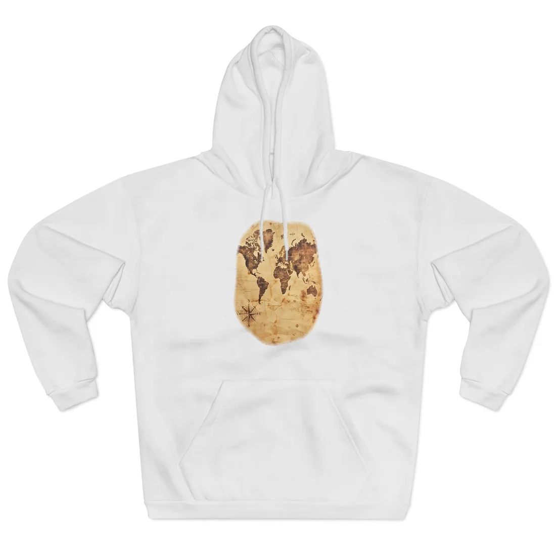 Vintage World Map: A Timeless Guide to Global Exploration - Hoodie (White)