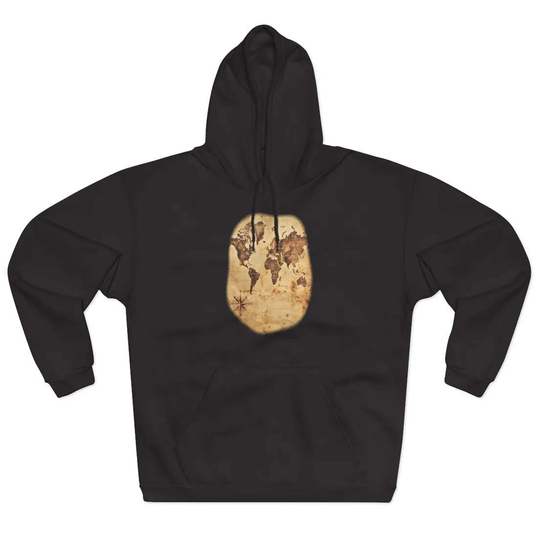 Vintage World Map: A Timeless Guide to Global Exploration - Hoodie (Black)