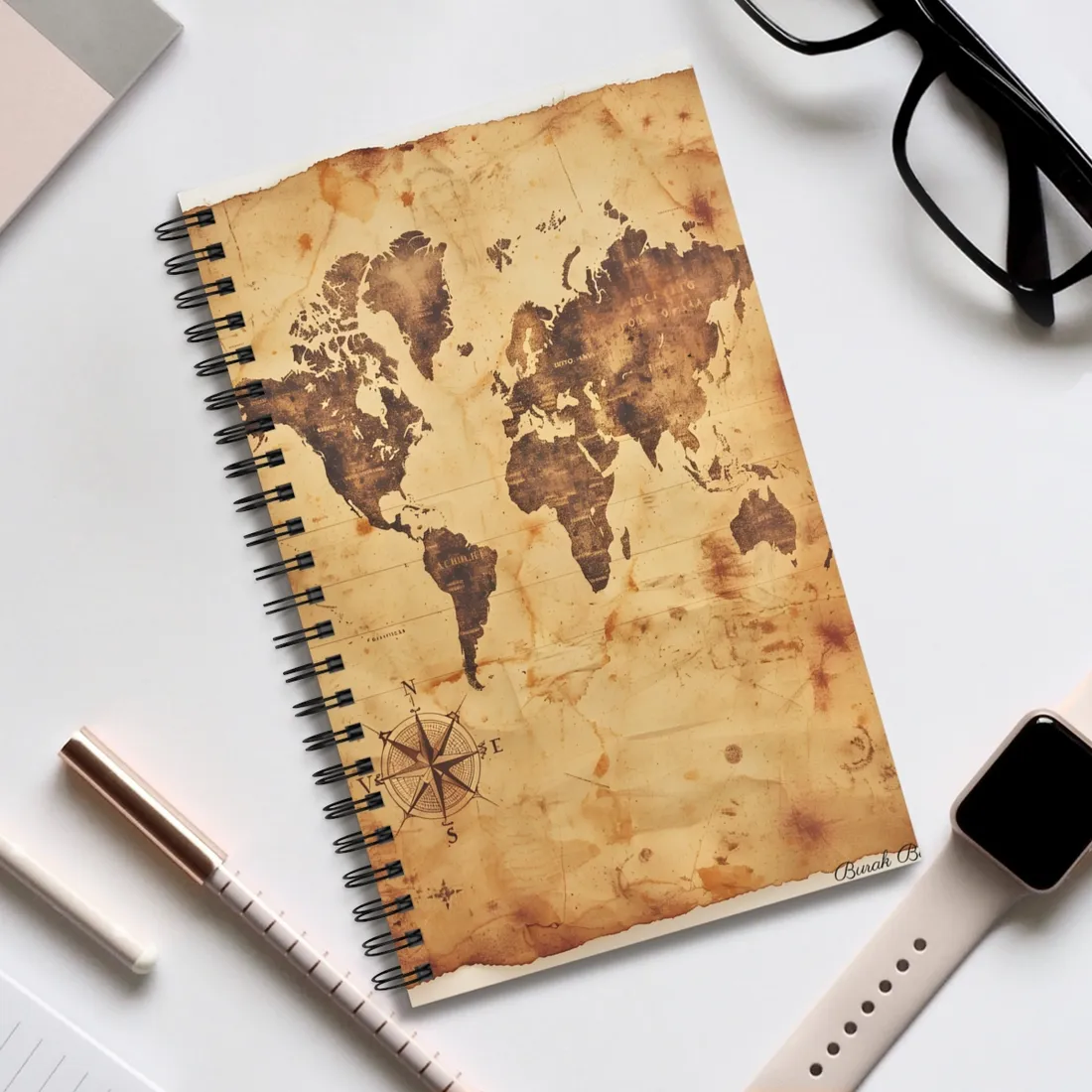 Vintage World Map: A Timeless Guide to Global Exploration - Spiral Notebook