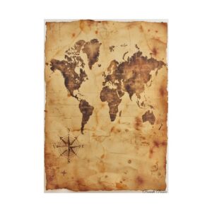 Aged Parchment World Map Poster
