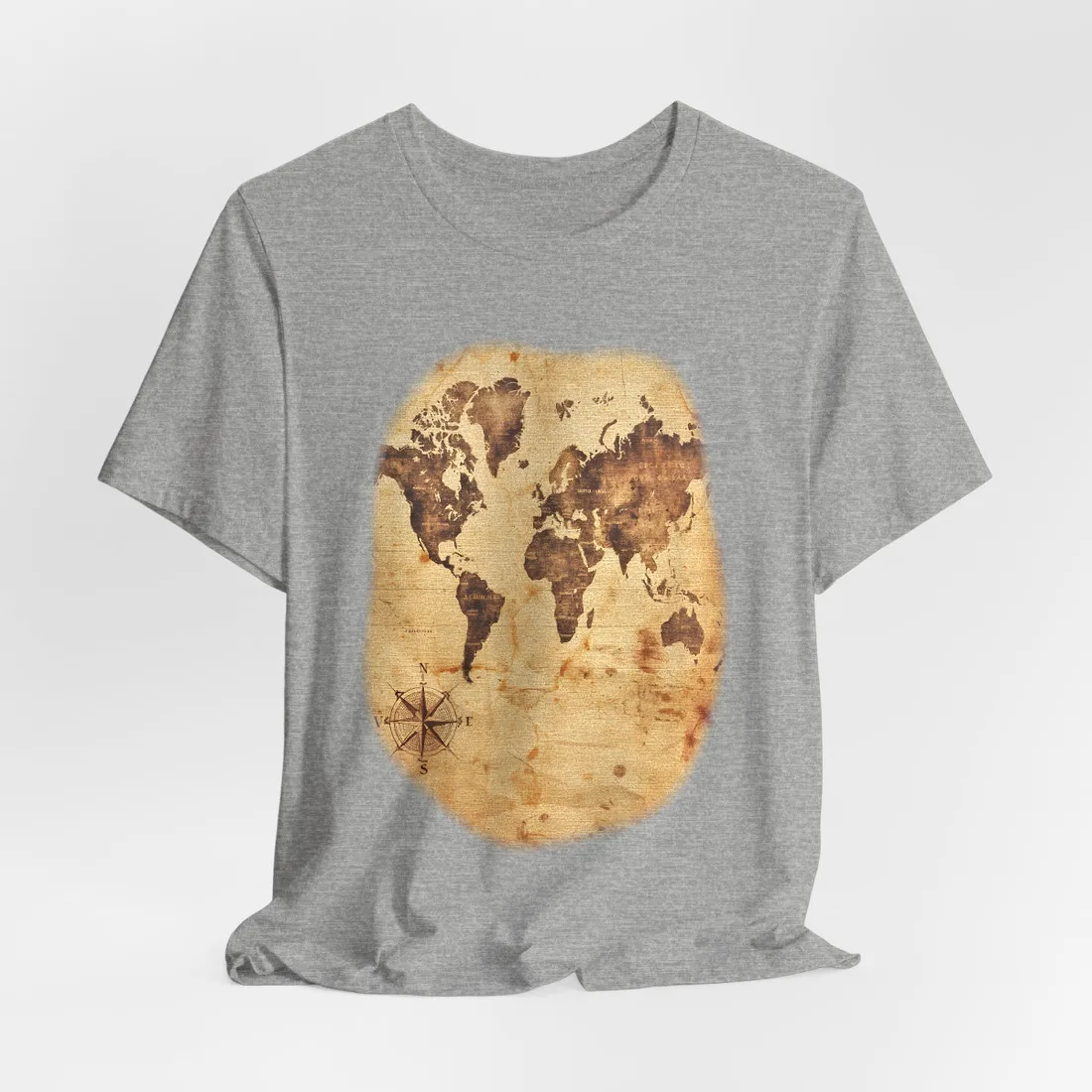 Vintage World Map: A Timeless Guide to Global Exploration - T-Shirt (Athletic Heather)