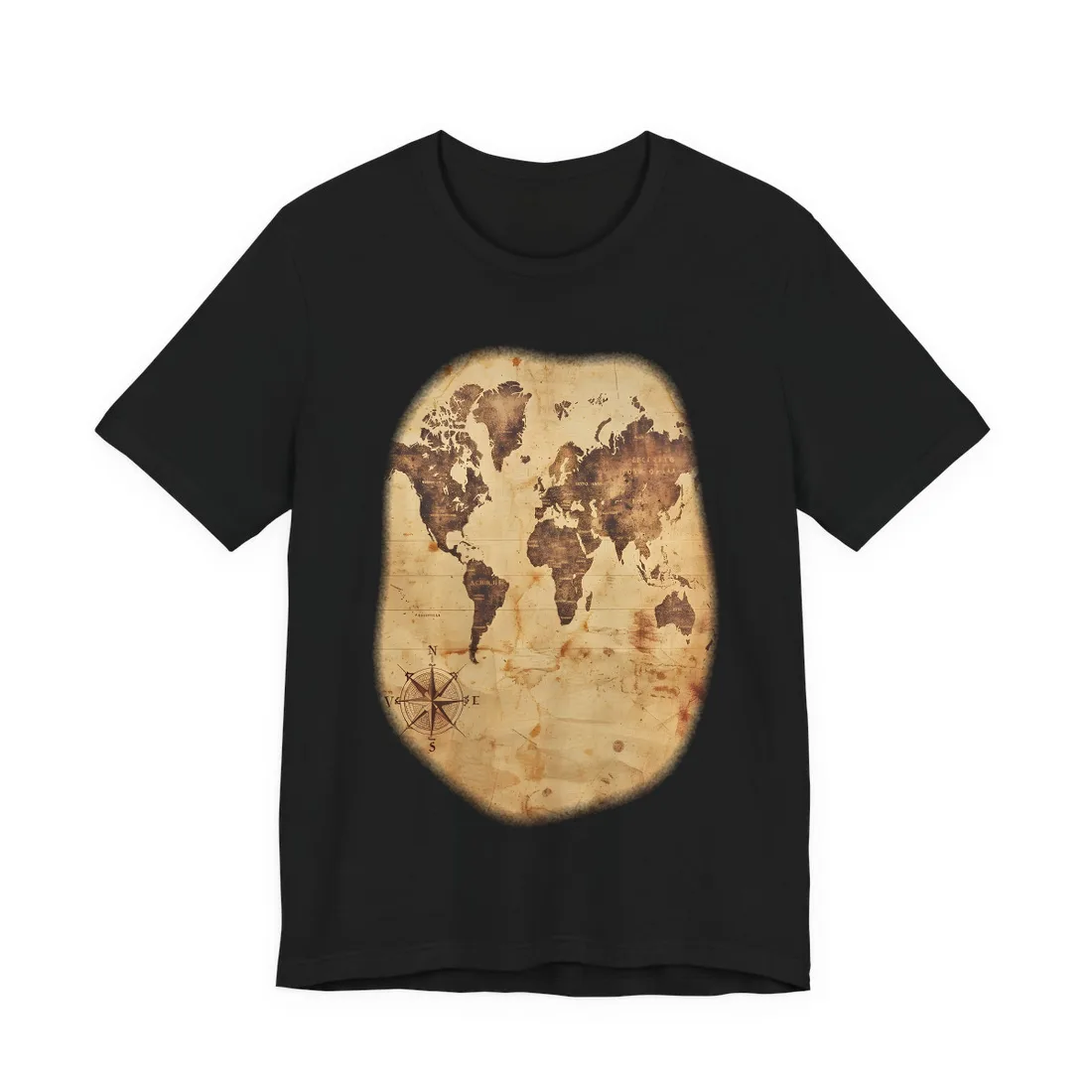 Vintage World Map: A Timeless Guide to Global Exploration - T-Shirt (Black)