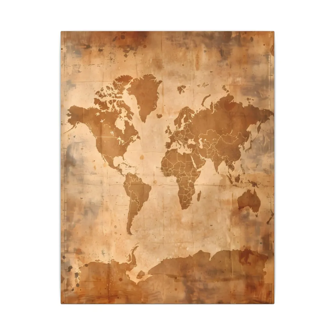 Vintage World Map: Artistic Cartography on Canvas - Canvas