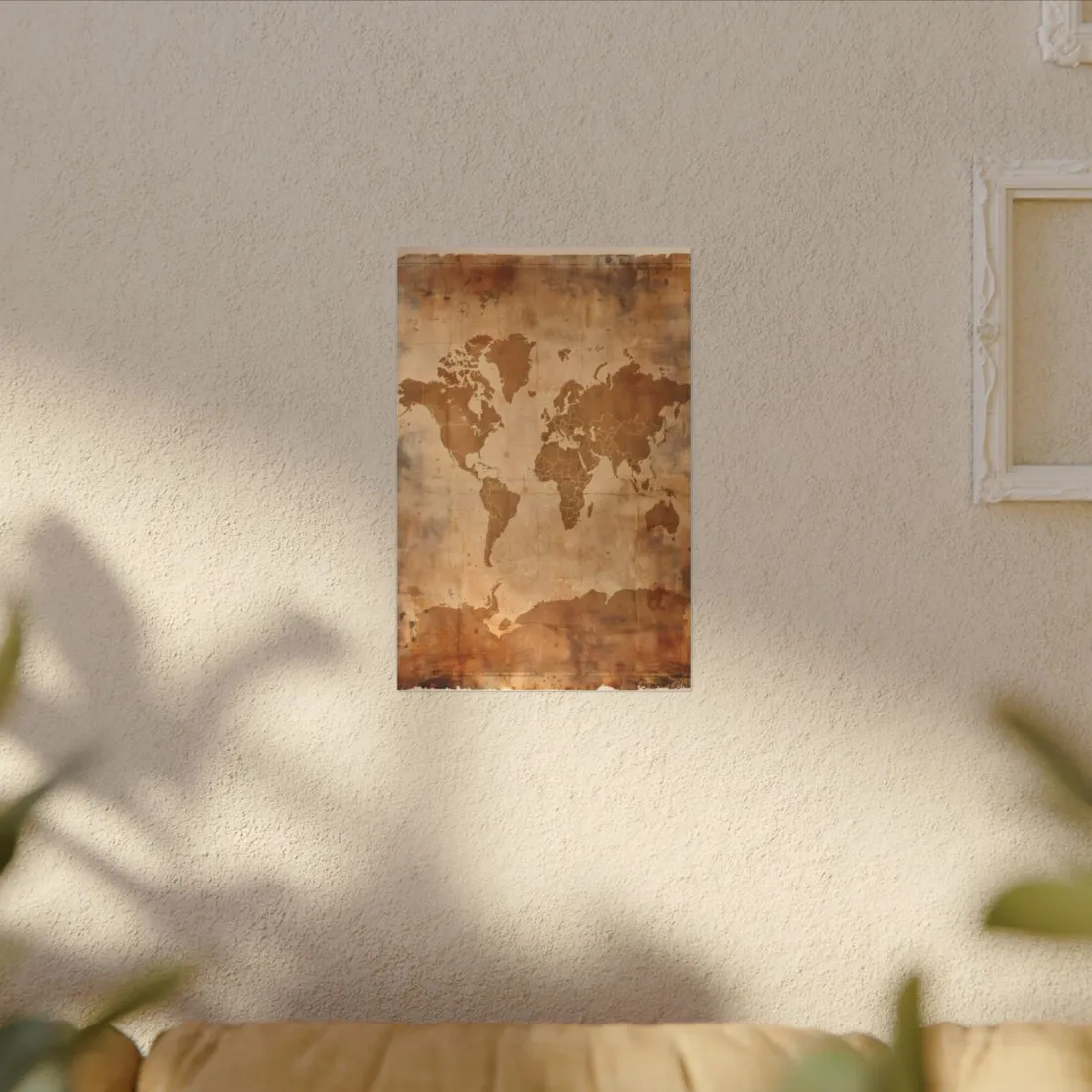 Vintage World Map: Artistic Cartography on Canvas - Canvas