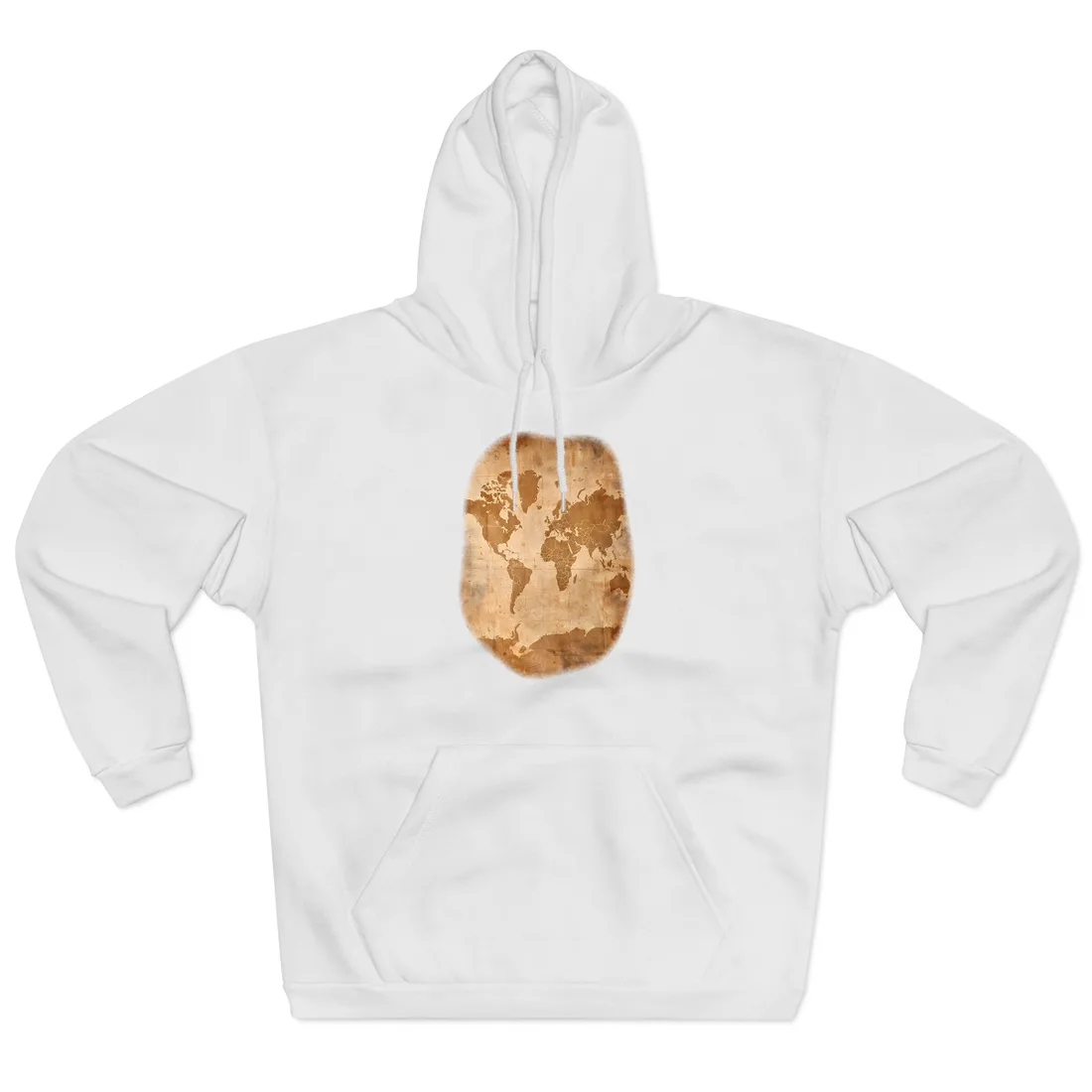 Vintage World Map: Artistic Cartography on Canvas - Hoodie (White)
