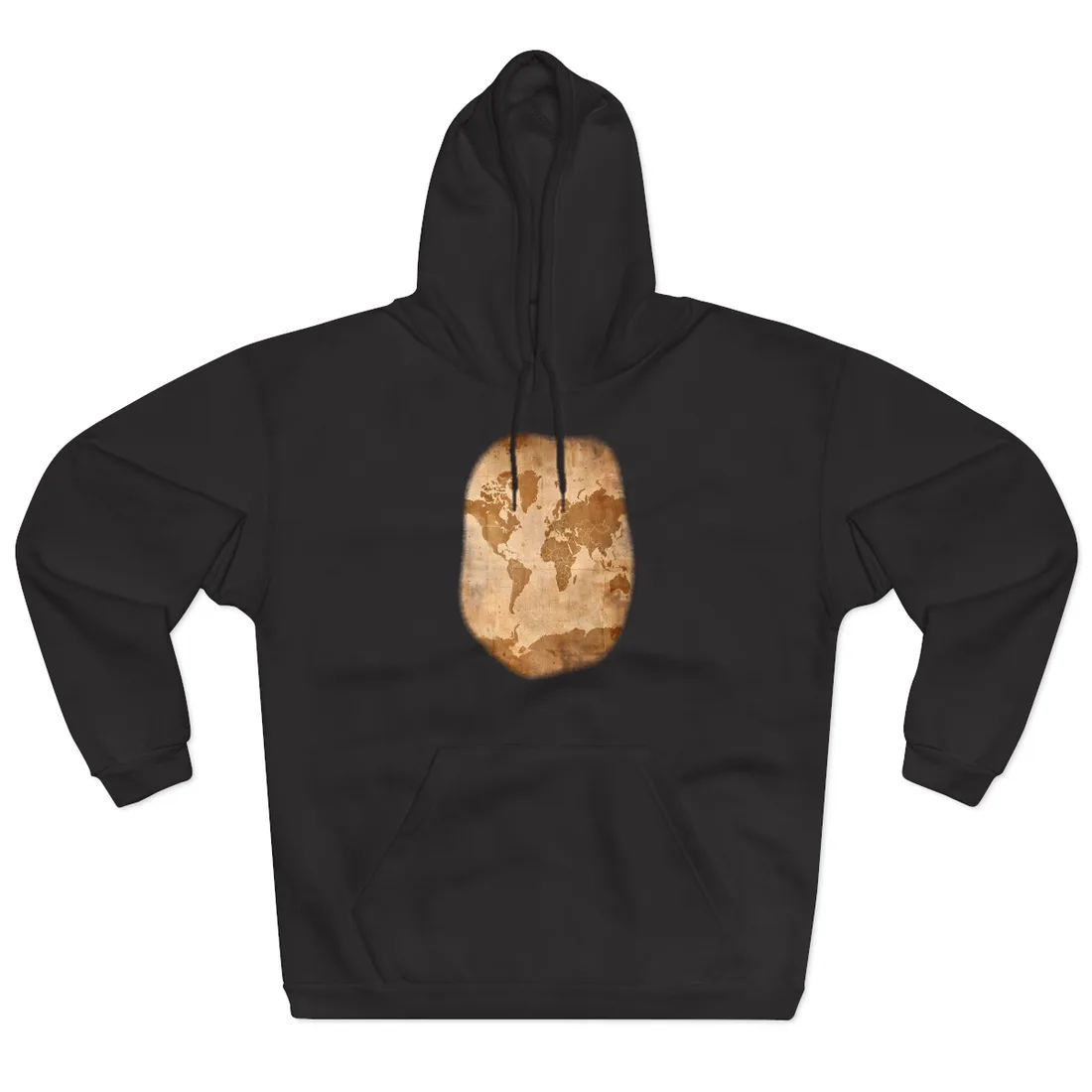 Vintage World Map: Artistic Cartography on Canvas - Hoodie (Black)