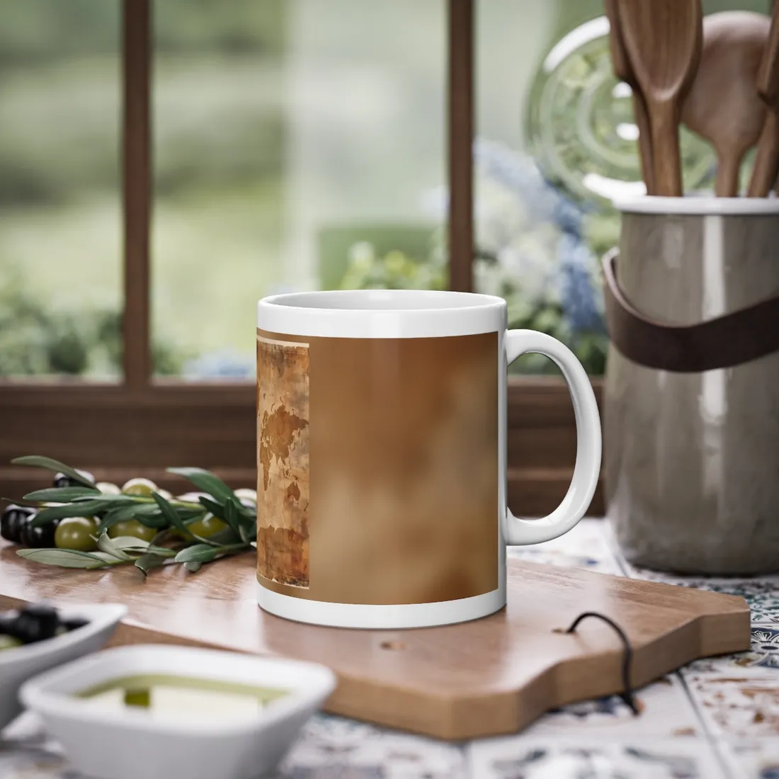 Vintage World Map: Artistic Cartography on Canvas - Mug