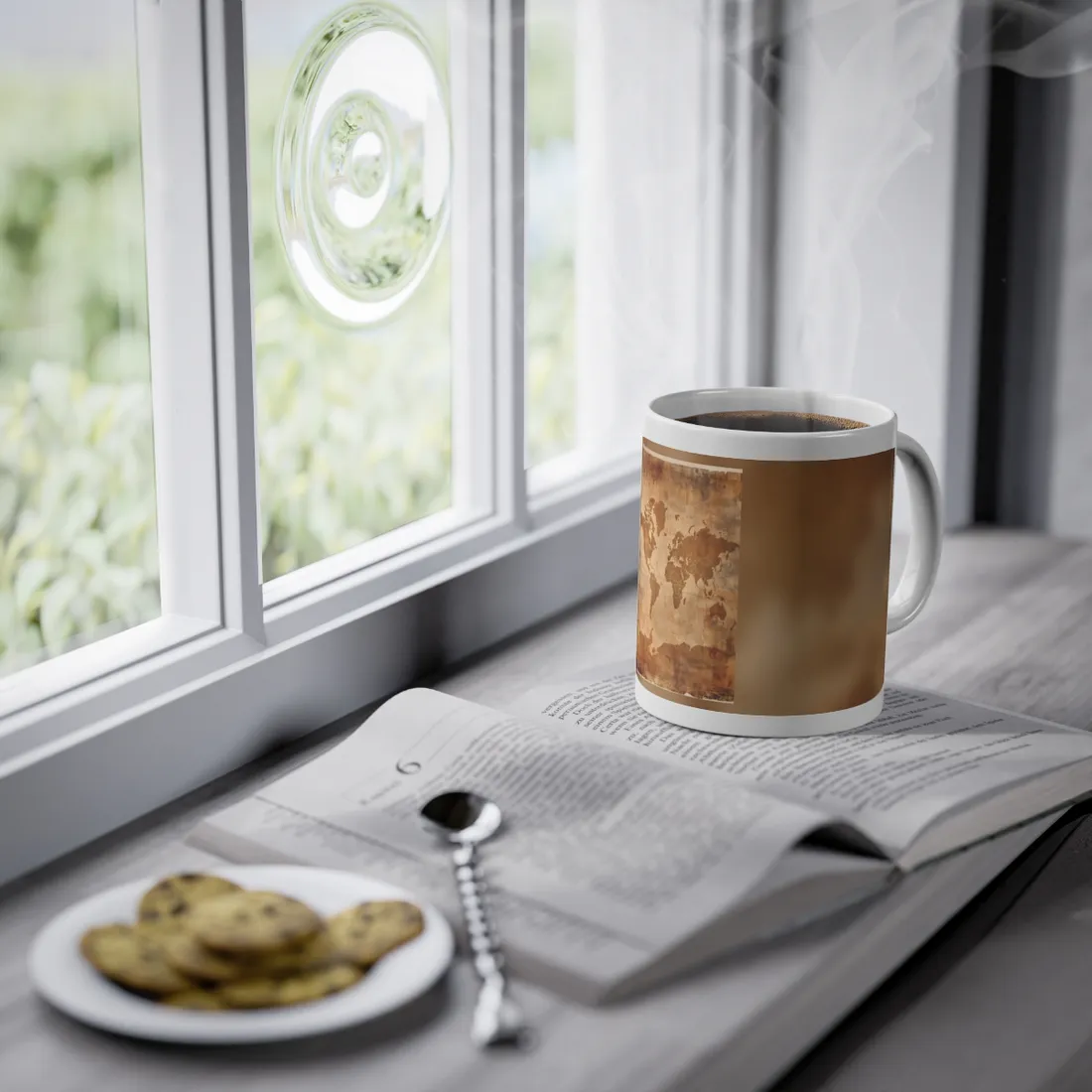 Vintage World Map: Artistic Cartography on Canvas - Mug