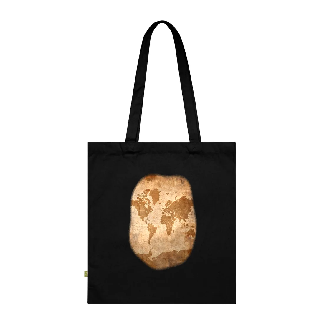 Vintage World Map: Artistic Cartography on Canvas - Tote Bag (Black)