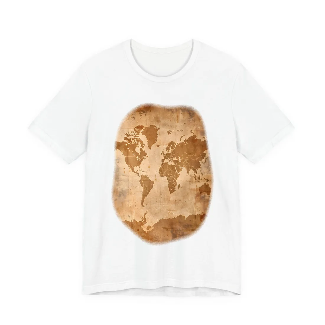 Vintage World Map: Artistic Cartography on Canvas - T-Shirt (White)