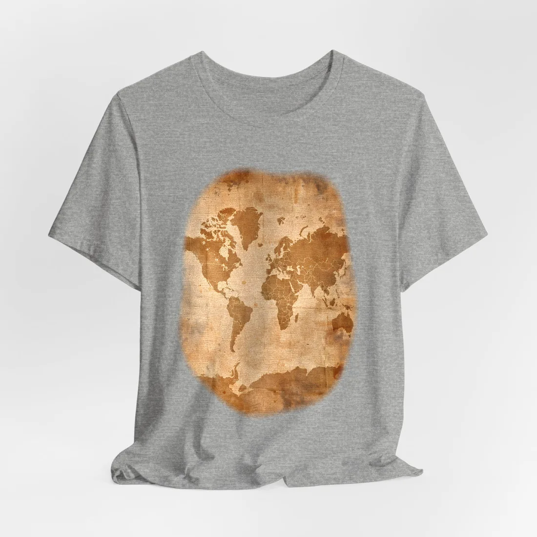 Vintage World Map: Artistic Cartography on Canvas - T-Shirt (Athletic Heather)